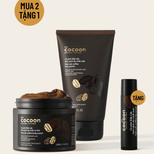 Combo làm sạch da chết toàn diện từ cà phê Đắk Lắk - Tặng 1 tẩy da chết môi cà phê Đắk Lắk 5g