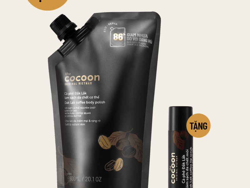 Cà phê Đắk Lắk làm sạch da chết cơ thể 600ml - Tặng tẩy da chết môi cà phê Đắk Lắk môi ẩm mềm 5g